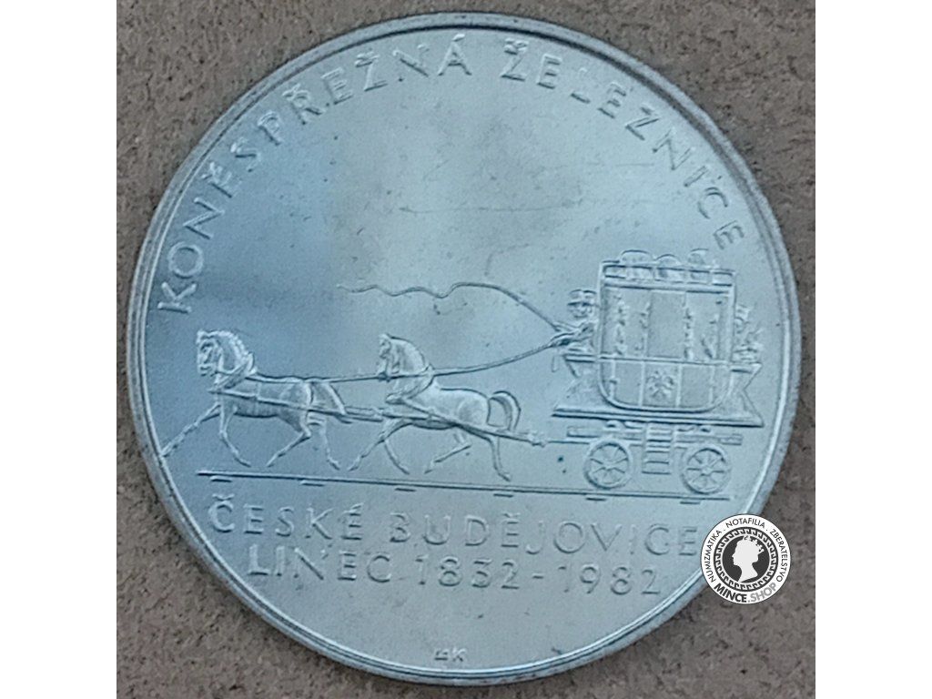 Strieborná minca 100kcs / 1982 - Konesprežná Železnice Č.Budějovice-Linz - kvalita BK 0/0