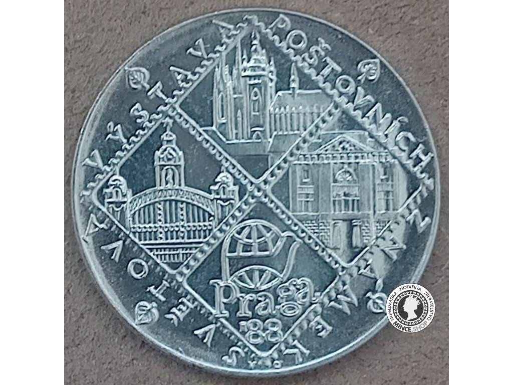 Strieborná minca 100kcs / 1988 - Svetová výstava poštových známok Praga 1988 - kvalita BK 0/0