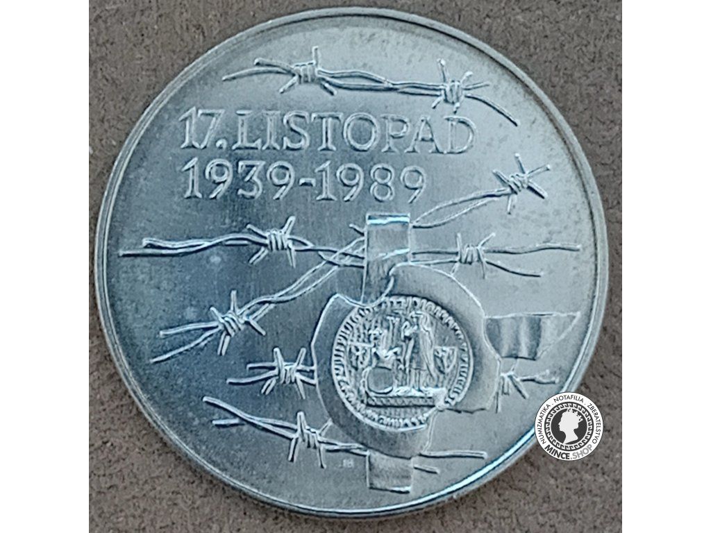 Strieborná minca 100kcs / 1989 - 17.listopad 1939 - kvalita BK 0/0
