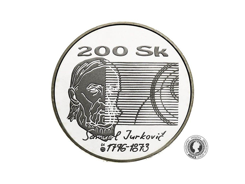 Strieborná minca Ag Proof 200 Sk/1996 - Samuel Jurkovič - 200. výročie narodenia