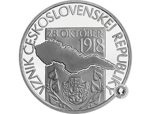 Strieborná minca Ag Proof 10€ / 2018 - 100. výročie vzniku Československej republiky