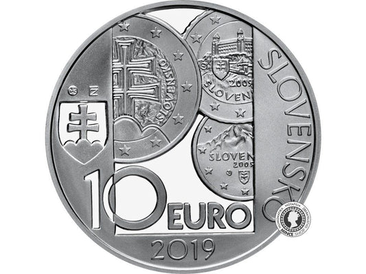 Strieborná minca Ag Proof 10€ / 2019 - Zavedenie EURA