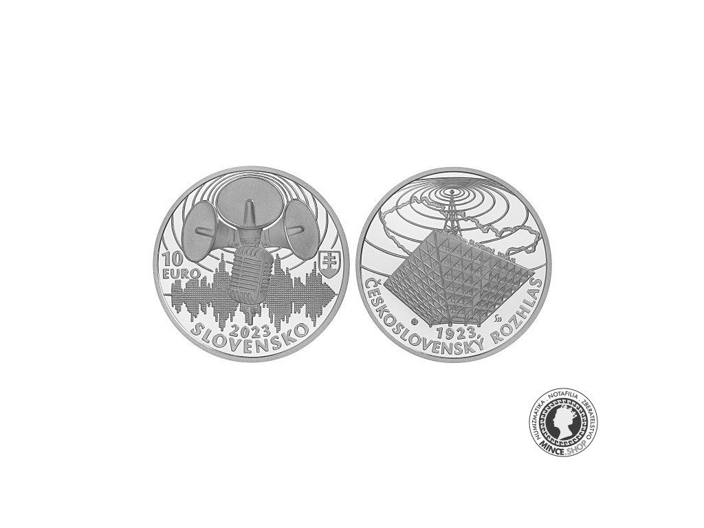 Strieborná minca proof 10 eur / 2023 Začiatok pravidelného vysielania československého rozhlasu – 100. výročie