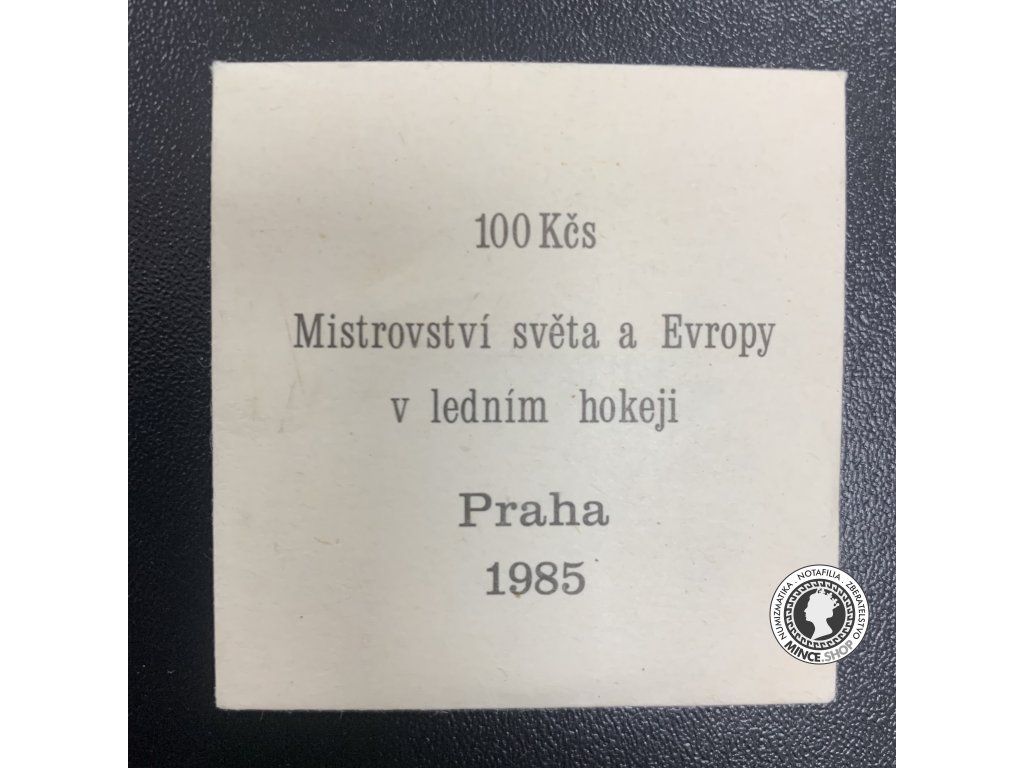 Strieborná minca 100kcs / 1985 - MS hokej - kvalita BK 0/0 v numizmatickej obálke