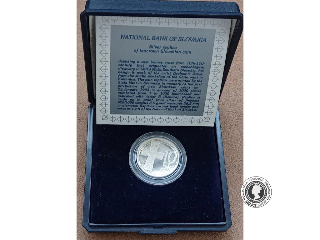 Strieborná 10 SK ag 1993 proof - vzácna limitovaná číslovaná edícia s venovaním od guvernéra NBS