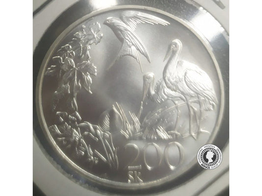 Strieborná minca proof 1995 Rok Ochrany EU Prírody 200 Sk