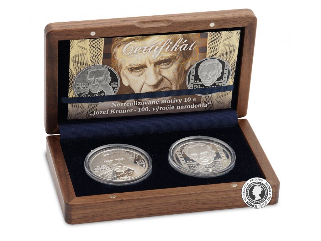 Strieborné medaily - Nezrealizované motívy zberateľských mincí 10€ - Jozef Kroner - 100.výročie narodenia