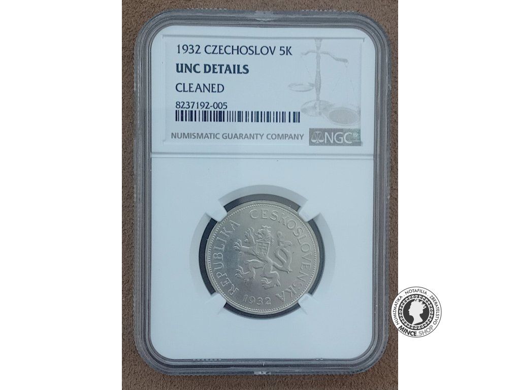 5.koruna - 1.ČSR - 1932 - UNC Details
