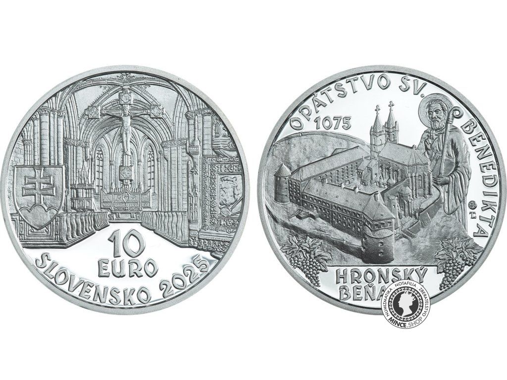 Strieborná minca 10€ (2025) proof - Benediktínske opátstvo v Hronskom Beňadiku - 950.výročie