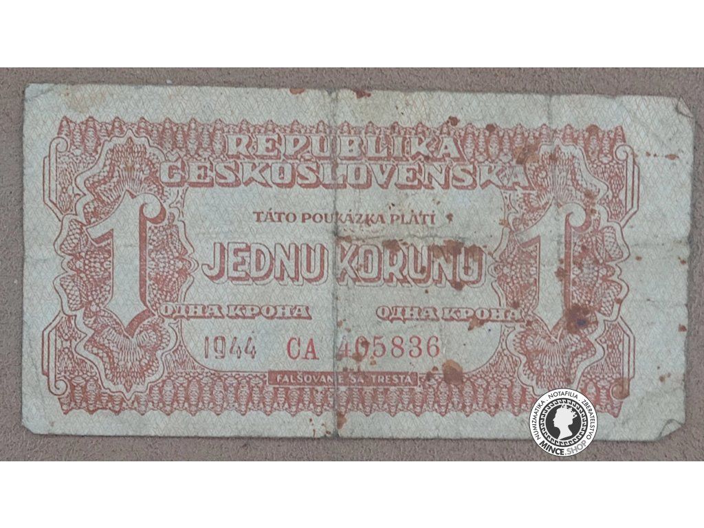 1 Korunová poukážka - 1944 - Česko-Slovensko