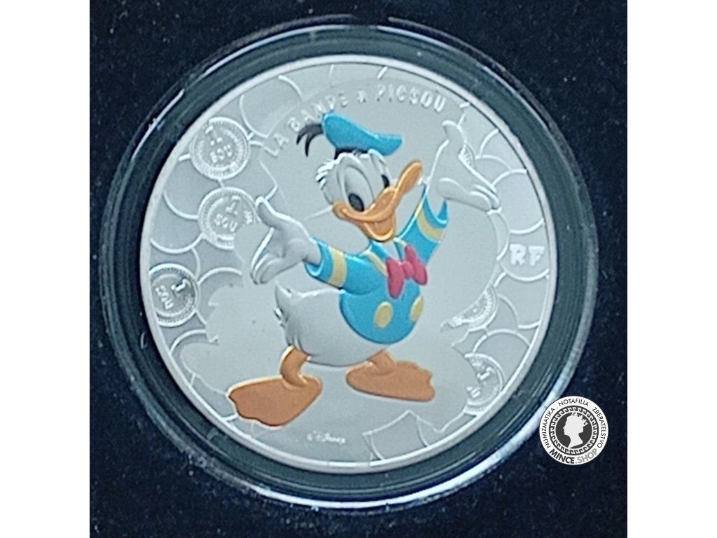 10€ strieborná minca 2017 Donald Duck - La Bande a Picsou PROOF