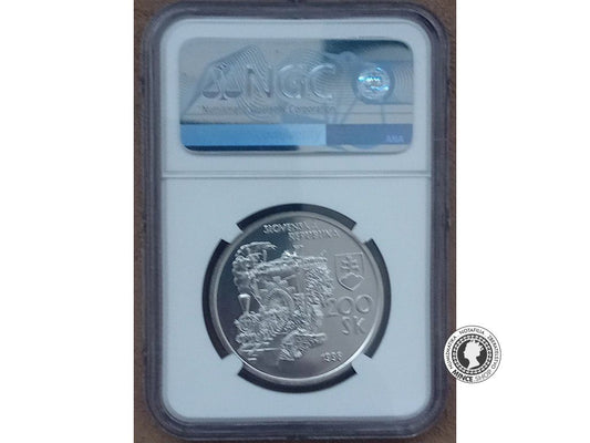 Strieborná minca 200 Sk / 1998 - Prvý parný vlak na Slovensku 1848-1998 - kvalita PF 67 ULTRA CAMEO