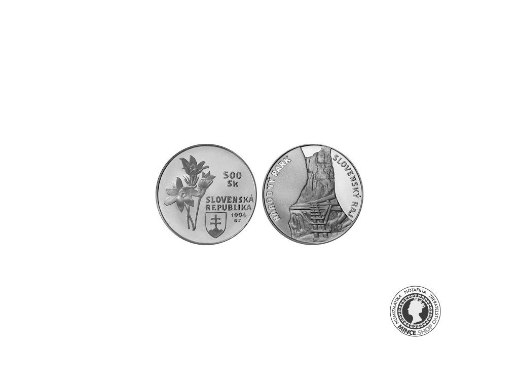 Pamätná minca strieborná Proof - SK 500 / 1994 - Slovenský Raj 30. výročie ochrany
