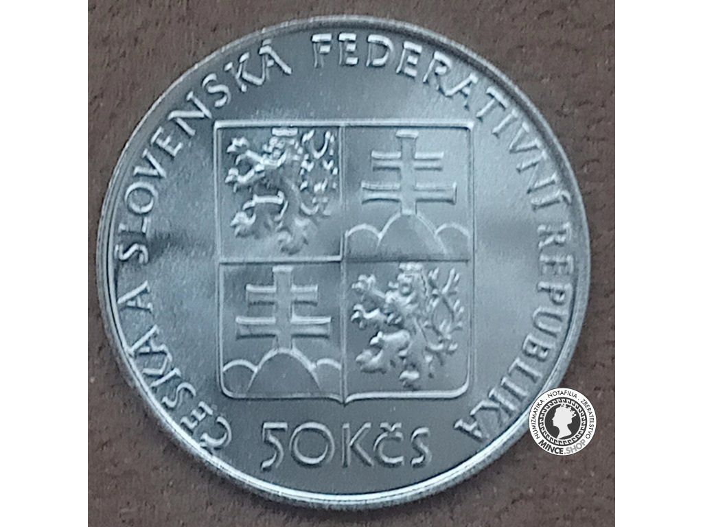 Strieborná minca 50kcs / 1991 - parník Bohemia - kvalita BK 0/0
