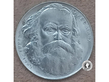 Strieborná minca 100kcs / 1983 - Karel Marx - kvalita BK 0/0