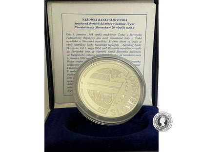 Strieborná minca Ag Proof 10€ / 2013 - NBS - Národná banka Slovenska - 20. výročie vzniku