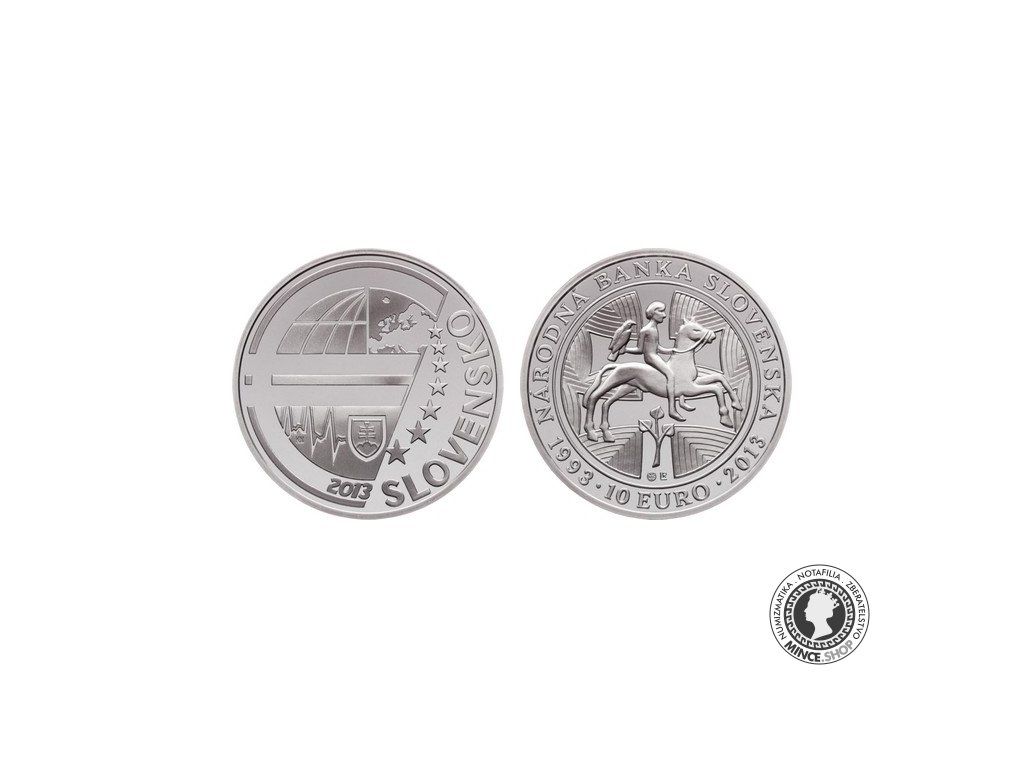 Strieborná minca Ag Proof 10€ / 2013 - NBS - Národná banka Slovenska - 20. výročie vzniku