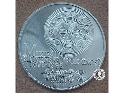 Strieborná minca 100kcs / 1993 - Slovenská muzealna spolocnost - kvalita BK 0/0