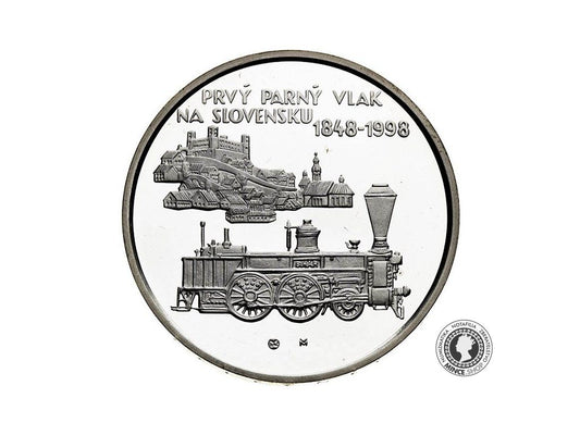 Strieborná minca 200 Sk 1998 Slovensko PROOF parný vlak