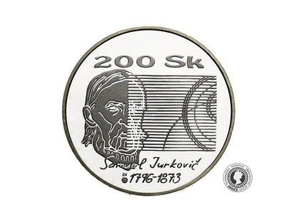 Strieborná minca Ag Proof 200 Sk/1996 - Samuel Jurkovič - 200. výročie narodenia