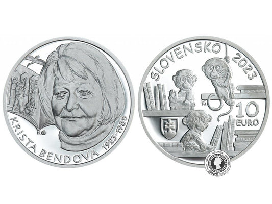 Minca strieborná 10€/2023 proof - Krista Bendová - 100.výročie narodenia