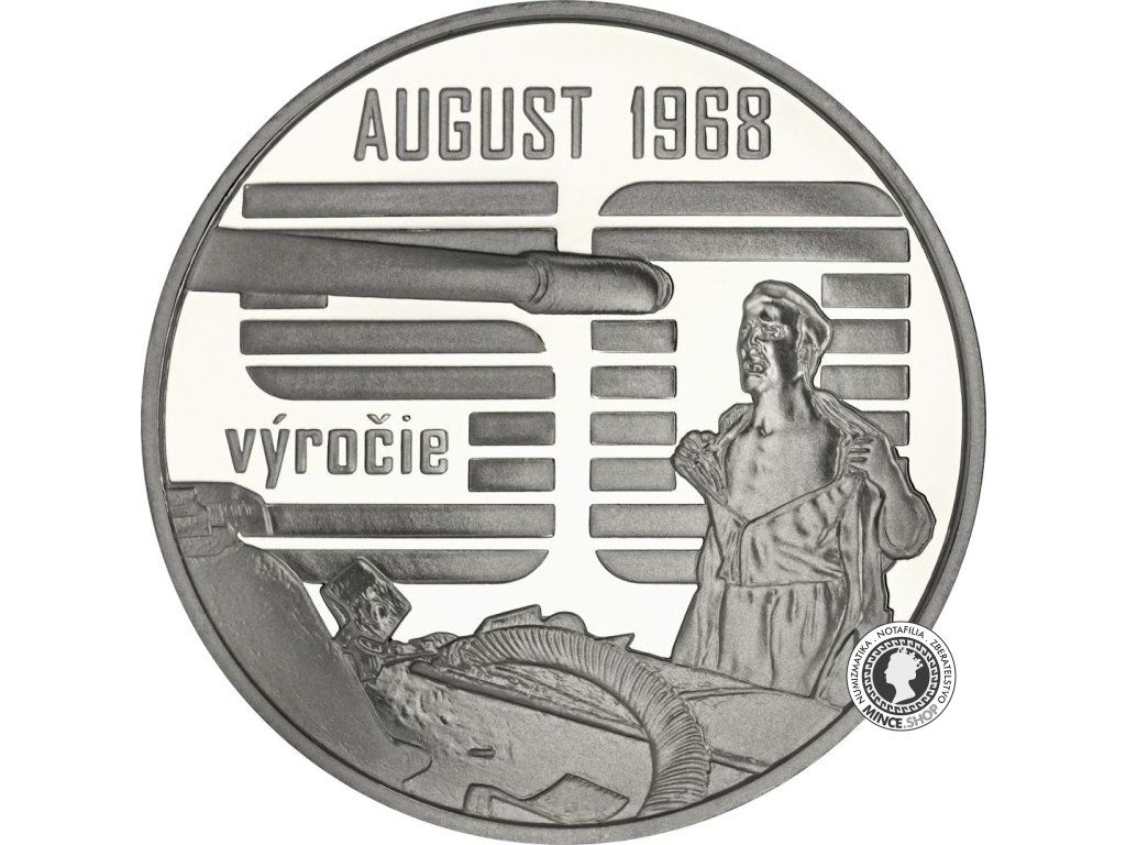Strieborná minca Ag Proof 10€ / 2018 - Nenásilný odpor občanov proti vstupu vojsk Varšavskej zmluvy v auguste 1968
