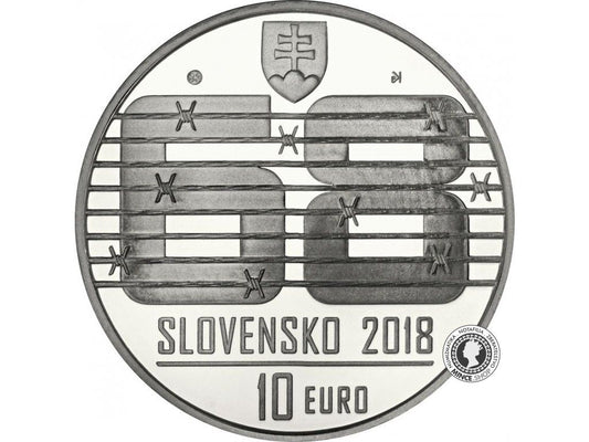 Strieborná minca Ag Proof 10€ / 2018 - Nenásilný odpor občanov proti vstupu vojsk Varšavskej zmluvy v auguste 1968