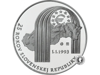Strieborná minca Ag Proof 25€ / 2018 - Vznik Slovenskej republiky – 25. výročie