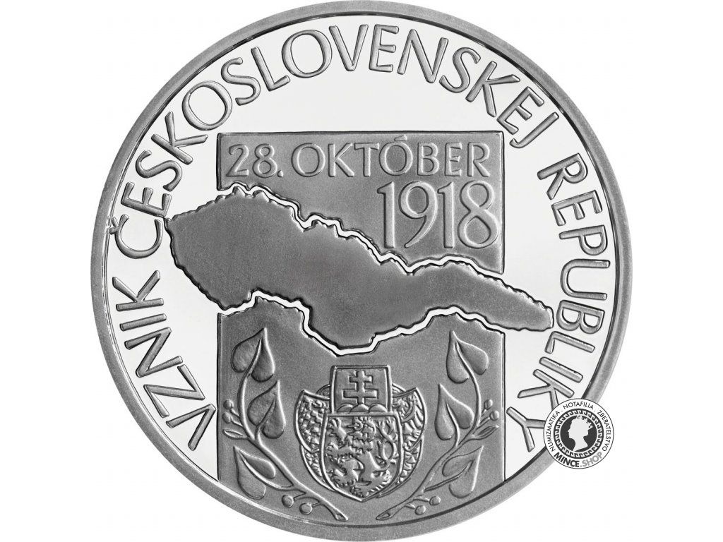 Strieborná minca Ag Proof 10€ / 2018 - 100. výročie vzniku Československej republiky
