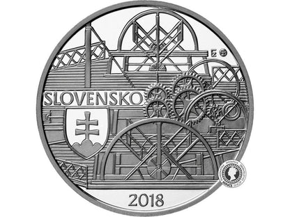 Strieborná minca Ag Proof 10€ / 2018 - Plavba prvého parníka na Dunaji v Bratislave – 200. výročie