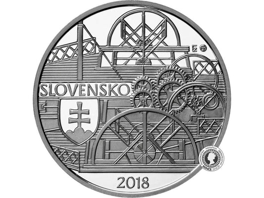Strieborná minca Ag Proof 10€ / 2018 - Plavba prvého parníka na Dunaji v Bratislave – 200. výročie