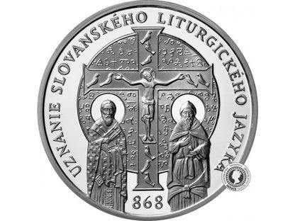 Strieborná minca Ag Proof 10€ / 2018 - Uznanie slovanského liturgického jazyka – 1 150. výročie