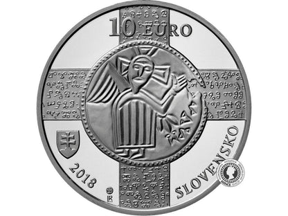 Strieborná minca Ag Proof 10€ / 2018 - Uznanie slovanského liturgického jazyka – 1 150. výročie
