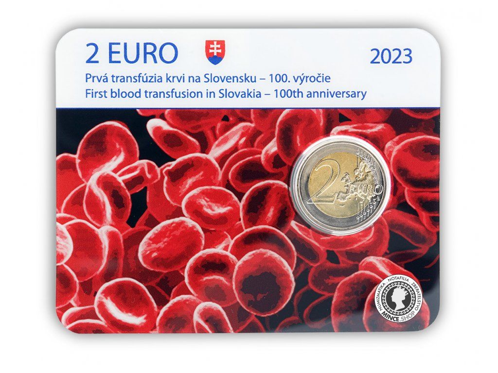 Zberateľská karta 2€/2023 - Prvá transfúzia krvi na Slovensku - 100.výročie - coincard