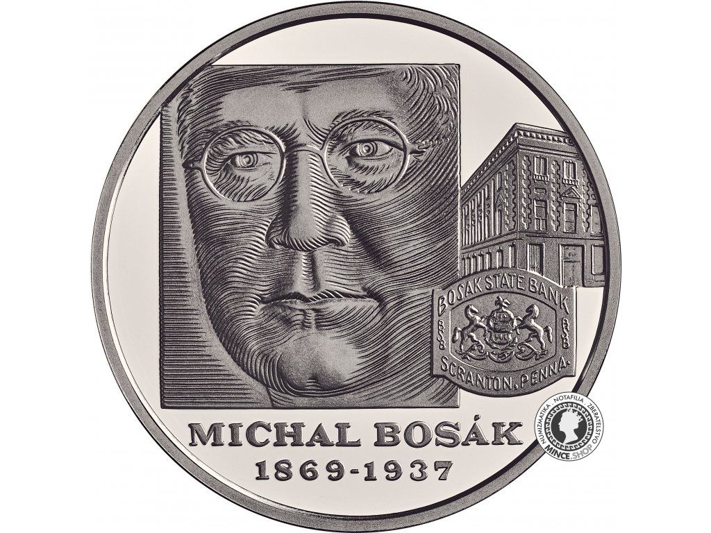 Strieborná minca Ag Proof 10€ / 2019 - Michal Bosák – 150. výročie narodenia