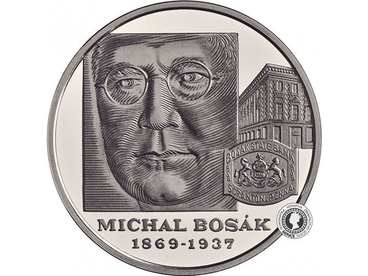 Strieborná minca Ag Proof 10€ / 2019 - Michal Bosák – 150. výročie narodenia