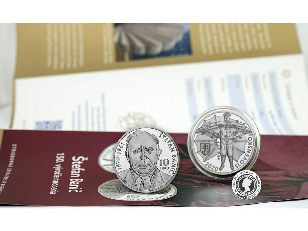 Strieborná minca Ag Proof 10€ / 2020 - Stefan Banič - 150. výročie narodenia