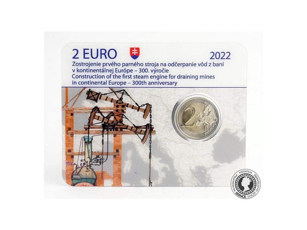 CoinCard 2 EURO/2022 - Prvý parný stroj na odčerpávanie vôd