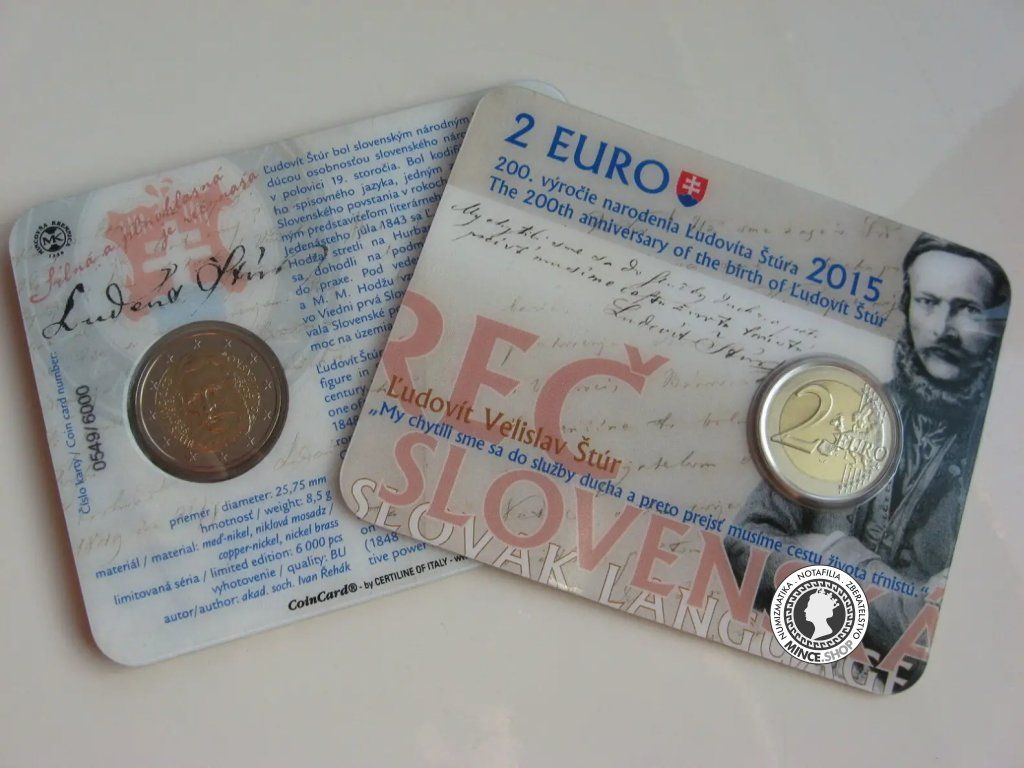 2 EURO/2015 - Ľudovít Štúr - 200. výročie narodenia - Coin Card