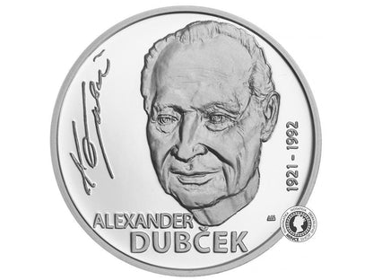 Strieborná minca Ag Proof 10€ / 2021 - Alexander Dubček - 100.výročie narodenia