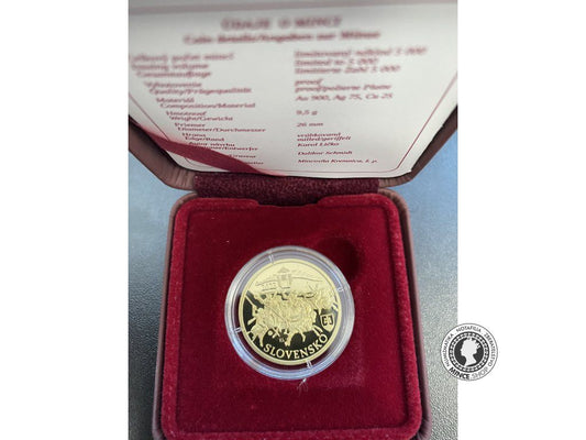 Zlatá minca proof 100 eur / 2023 - Vznik Samovej ríše - 1400. výročie