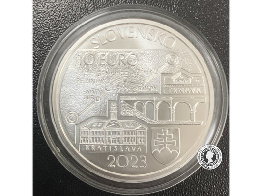 Strieborná minca BK 10 eur / 2023 - Prvá parná lokomotíva medzi Bratislavou a Trnavou – 150. výročie