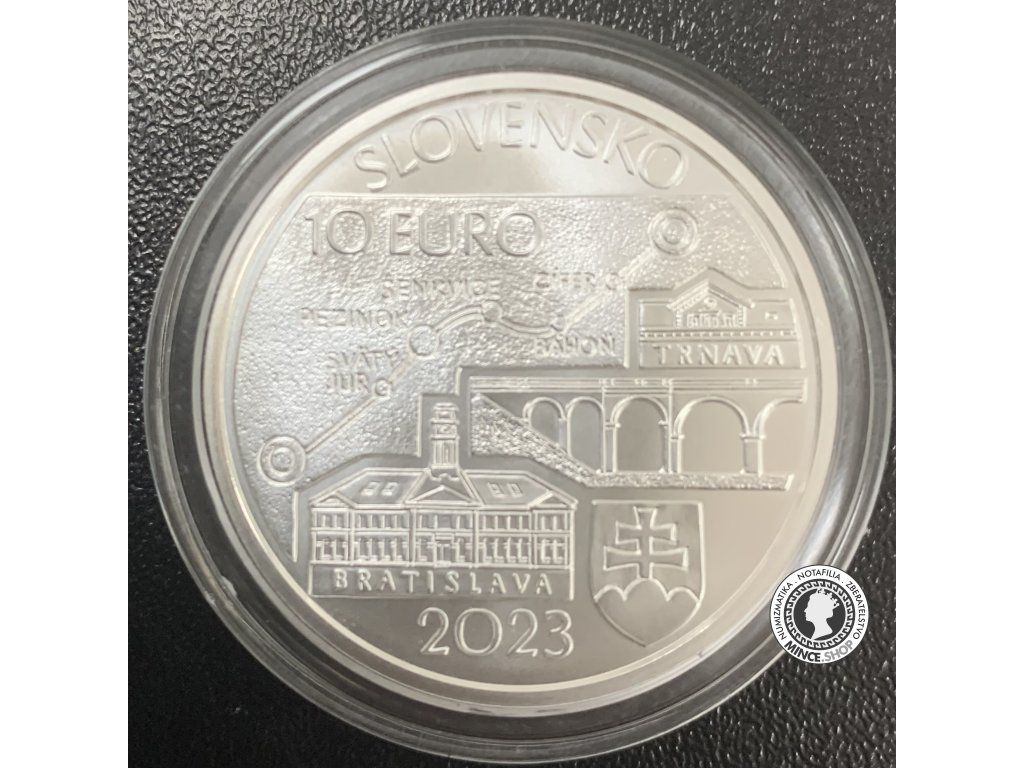 Strieborná minca BK 10 eur / 2023 - Prvá parná lokomotíva medzi Bratislavou a Trnavou – 150. výročie