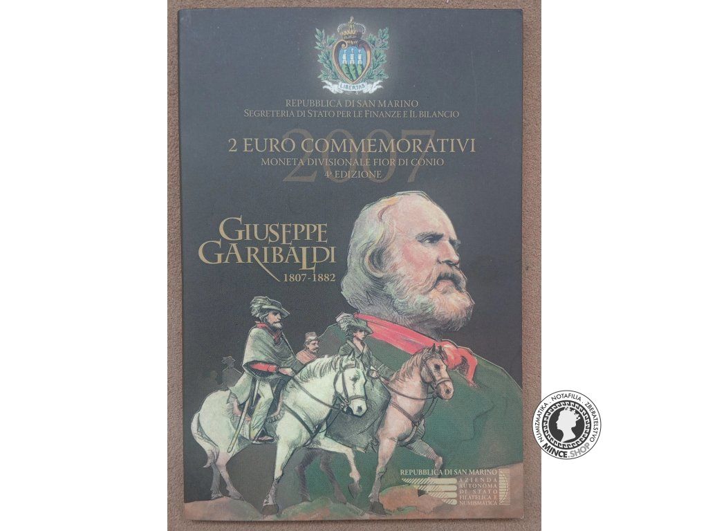 2007 UNC 2€ Coincard  San Marino Giuseppe Garibaldi