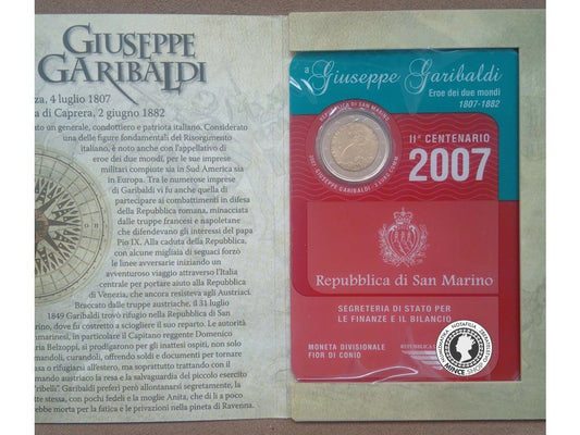2007 UNC 2€ Coincard  San Marino Giuseppe Garibaldi