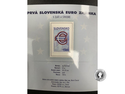 Prva slovenska euroznamka striebro proof Ag 8,5g limitovana edicia