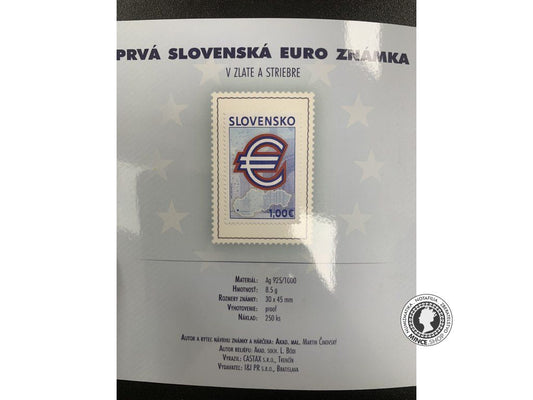 Prva slovenska euroznamka striebro proof Ag 8,5g limitovana edicia