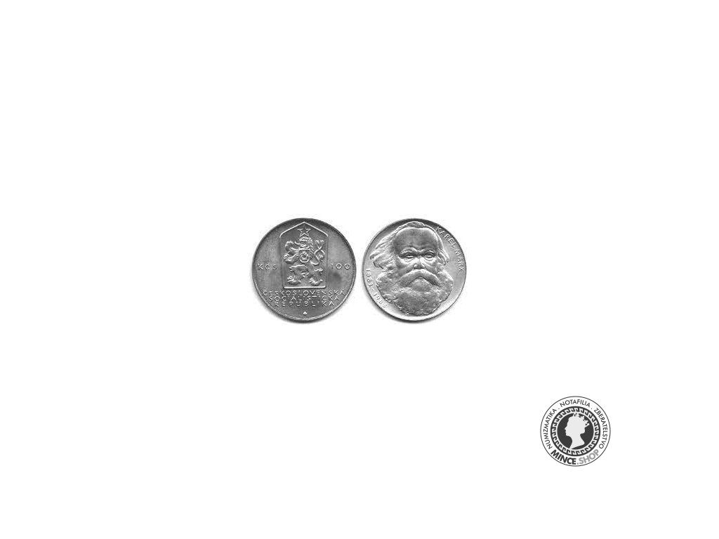 Strieborná minca proof 100kcs / 1983 - Karel Marx