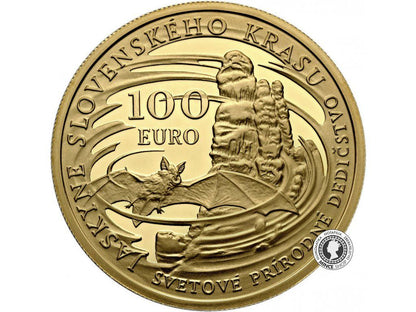 Zlatá minca Au Proof 100€ / 2017 - Jaskyne Slovenského krasu