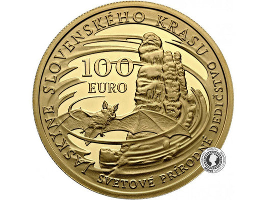 Zlatá minca Au Proof 100€ / 2017 - Jaskyne Slovenského krasu